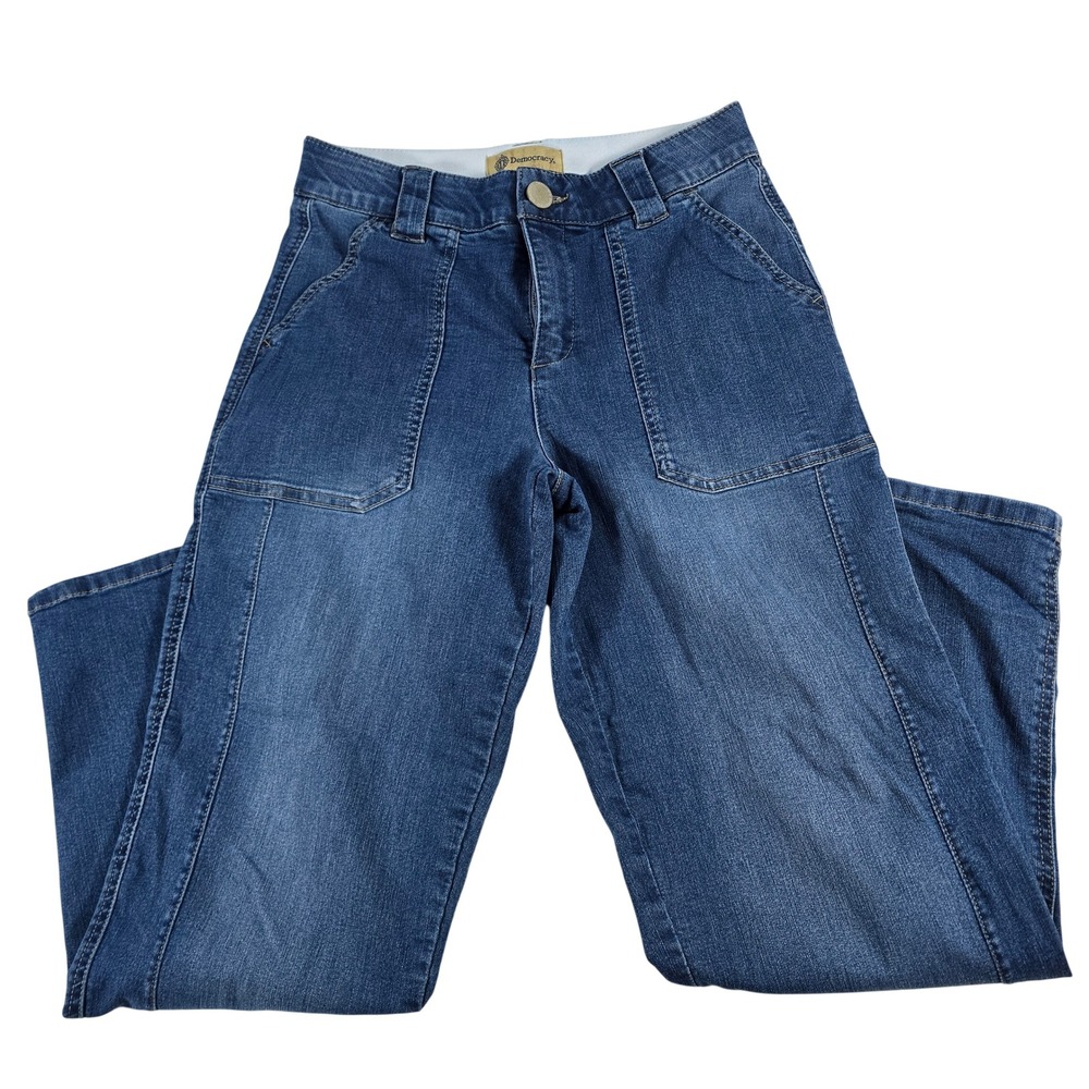 Democracy Ab Technology Women Blue Straight Leg Patch Pocket Jeans B1025Q4RKXX 6